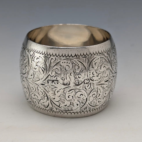 1897 British antique sterling silver napkin ring, 36g, Hilliard & Thomason